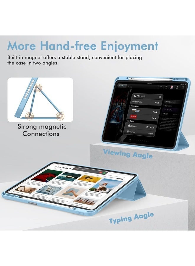 MUNTAQI Azure Blue iPad Air 13-Inch M2 (2024) Case with Pencil Holder – Smart Case Featuring Auto Wake/Sleep, Touch ID Support, and USB-C Pencil Compatibility - Image 5