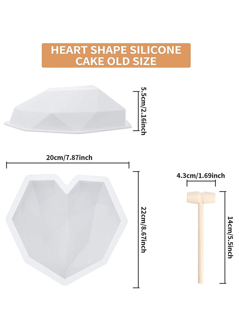 SOLARAE Heart Shaped Chocolate Mold and Popsicle Mold Set, Diamond Silicone Mousse Cake Mold Trays Chocolate Candy Dessert Ice Cream Mold Wooden Hammers for Cake Decoration Making Ice Cream Chocolate - Image 4