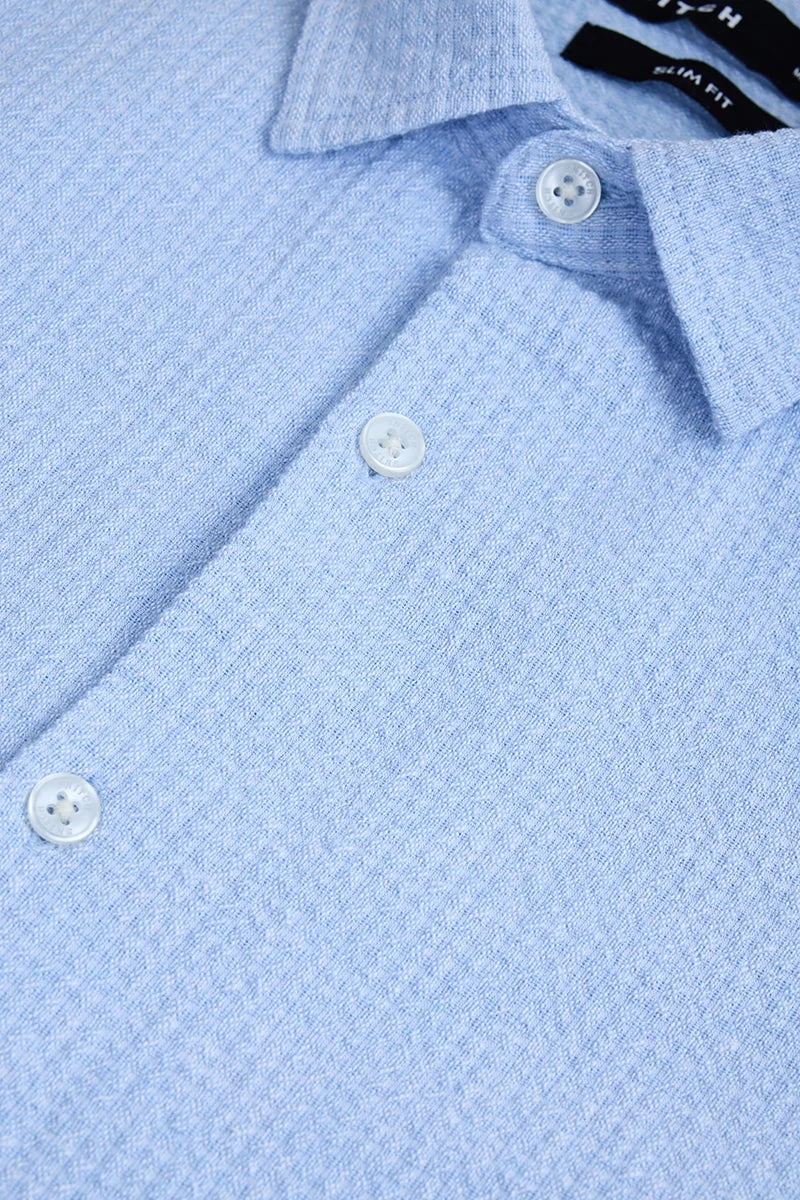Snitch Light Blue Light Blue Textured Long Sleeve Slim Fit Shirt for Men | Best Price UAE