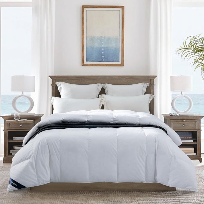 ULTRASOFT LIGHTWEIGHT DOWN FEATHER COMFORTER KING SIZEBREATHABLE LIGHT DUVET INSERT FOR HOT SLEEPERWARM WEATHERNOISELESS SHELL700 FILL POWER WITH CORNER TABSWHITE