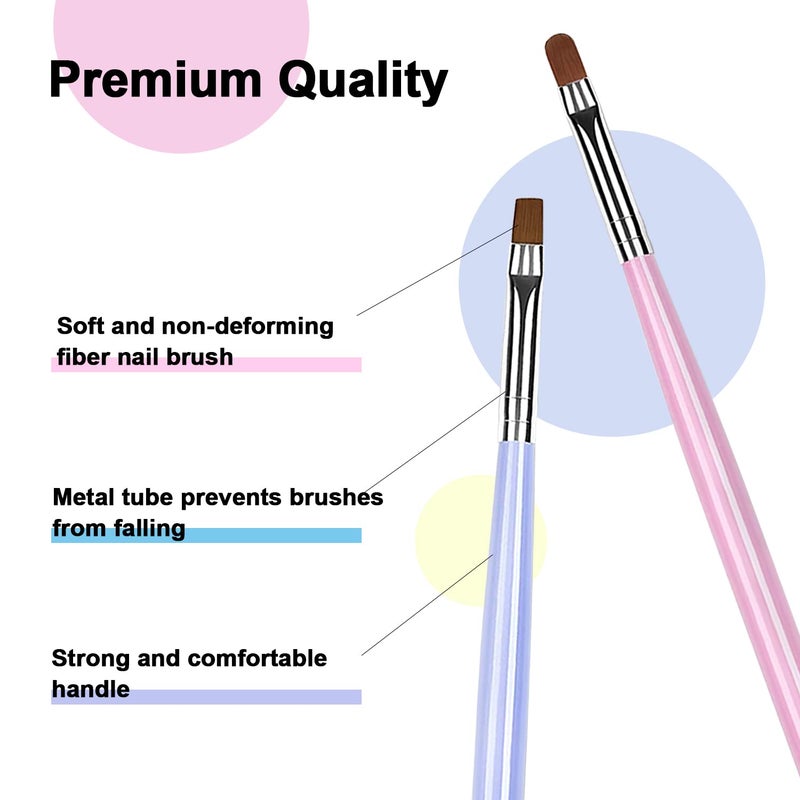 RARJSM Nail Art Brushes Set 6 Pcs Nail Art Design Pen Painting Tools with Pen Holder Double Ended Dotting French Tip Thin Liner Detail Brush Builder Nail Gel Brush Salon Home Diy Manicure Accessories - Image 2