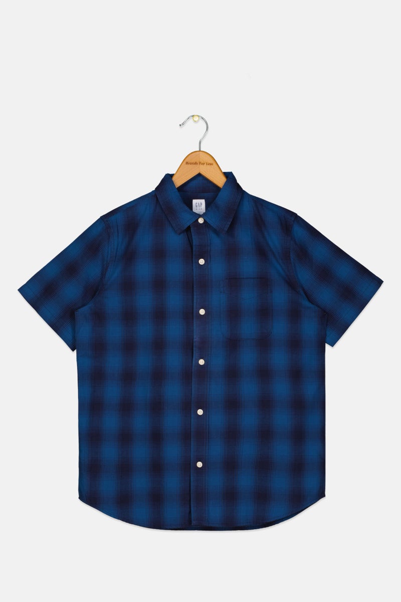 GAP Kids Boy Plaid Short Sleeves Casual Shirt, Multicolor  - Image 1