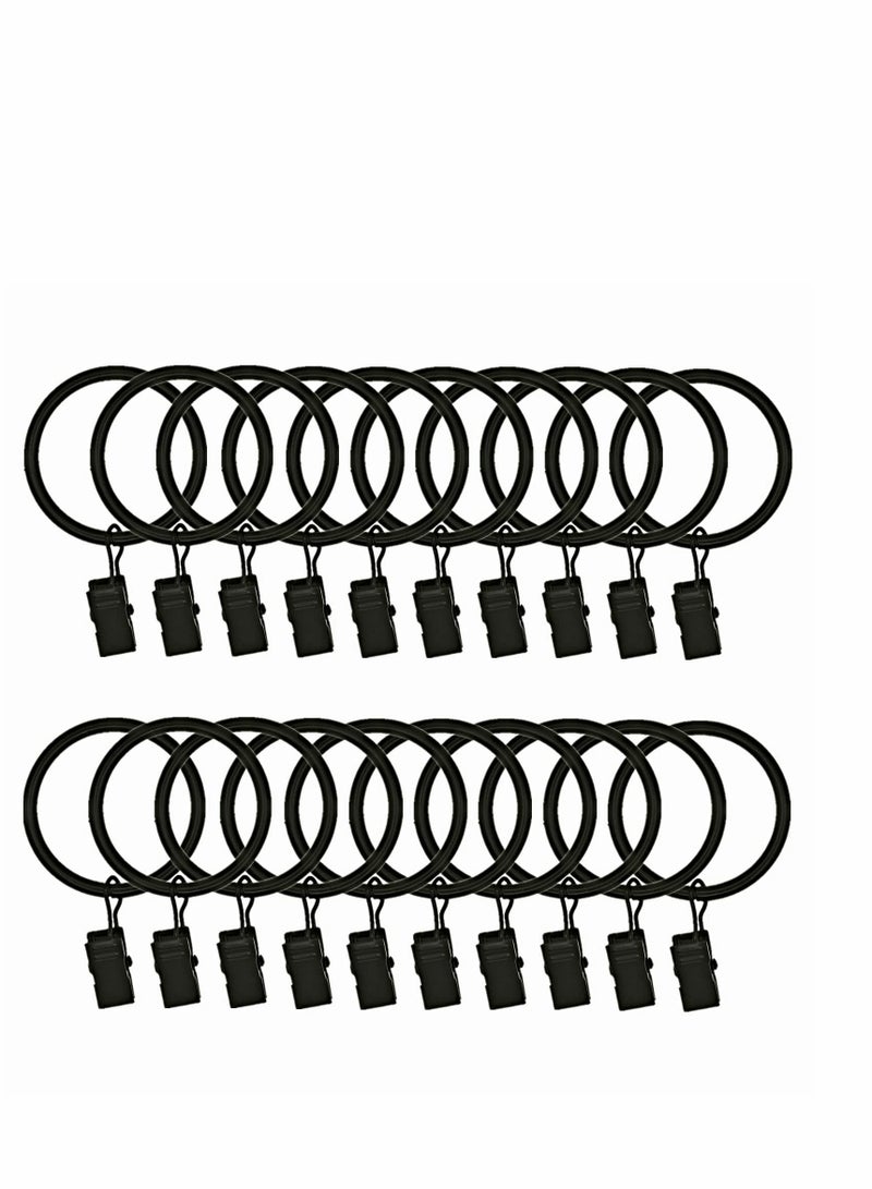 Excefore Curtain Rings with Clips, 20 Pcs Large Heavy Drapery Rings Hooks Used for Hang Drapes Caps Pictures Rustproof Decorative Curtain Rings for Bathroom Living... - Image 1
