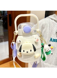 Cute Kids Thermal Cup 316 Stainless Steel Straw Bottle Pacha dog + handmade Decoration + keychain doll