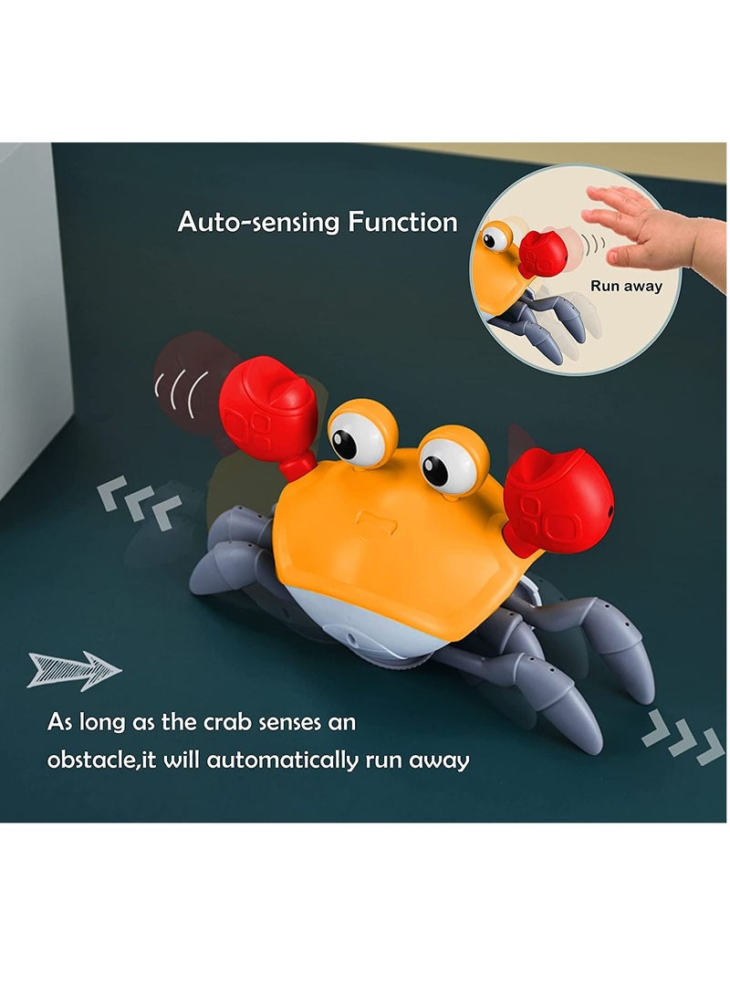 SYOSI Crawling Crab Baby Toy with Music and LED Light Up for Kids, Toddler Interactive Learning Development Toy with Automatically Avoid Obstacles, Build in Rechargeable Battery (Orange) - Image 3