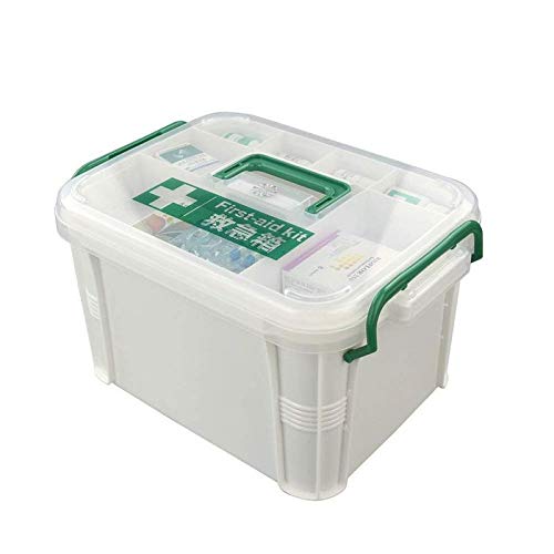 Gikvni Standard 2 Layer with 6 Compartments Emergency First Aid Box with Detachable Tray and Lid, Multicolour, Standard - Image 2