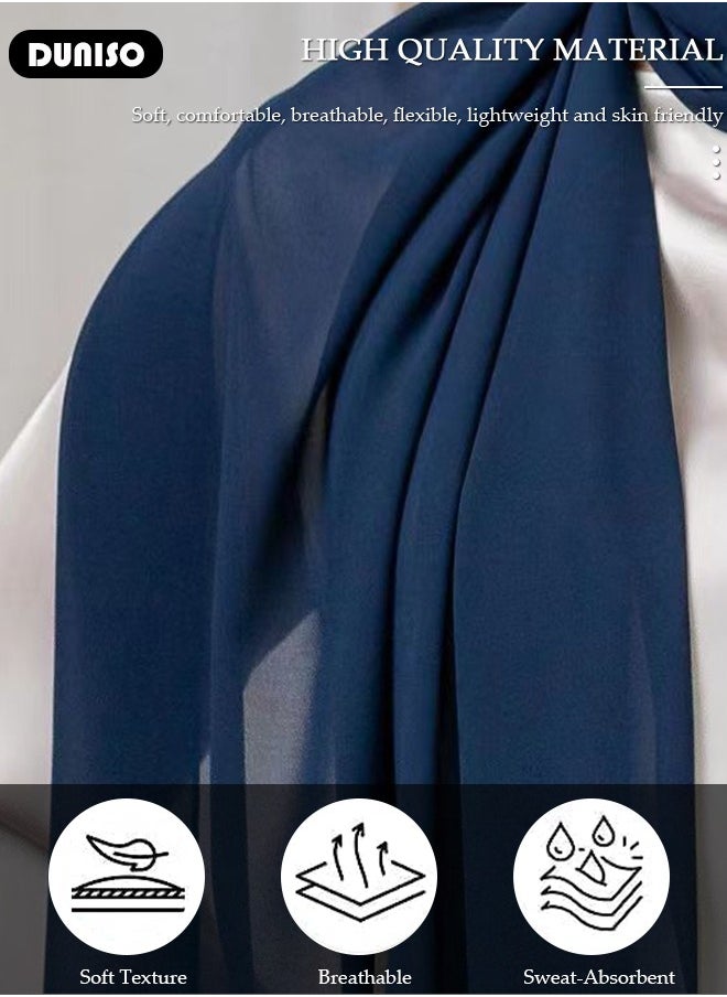 DUNISO - Women's Hijab, Premium Breathable Chiffon Hijab, Stylish and Comfortable Hijab Scarfs,  Very Comfy & Good for Everyday Use, Versatile and Artistic Scarf for Women - Image 1