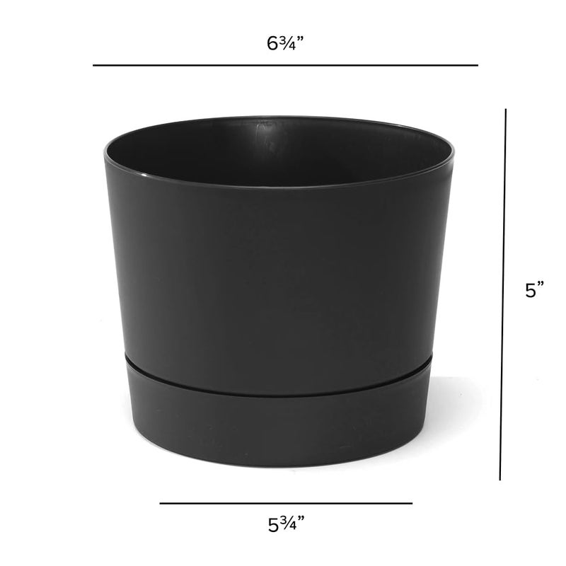 Root & Vessel Majestic Mid-Century Modern Low Profile Cylinder Pot, Matte Black, 6.5" - Image 5