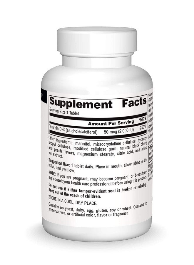 Source Naturals Vitamin D3 2000 Iu Supports Bone & Immune Health Black Cherry Peach Flavor 120 Fast Melt Tablets - Image 4