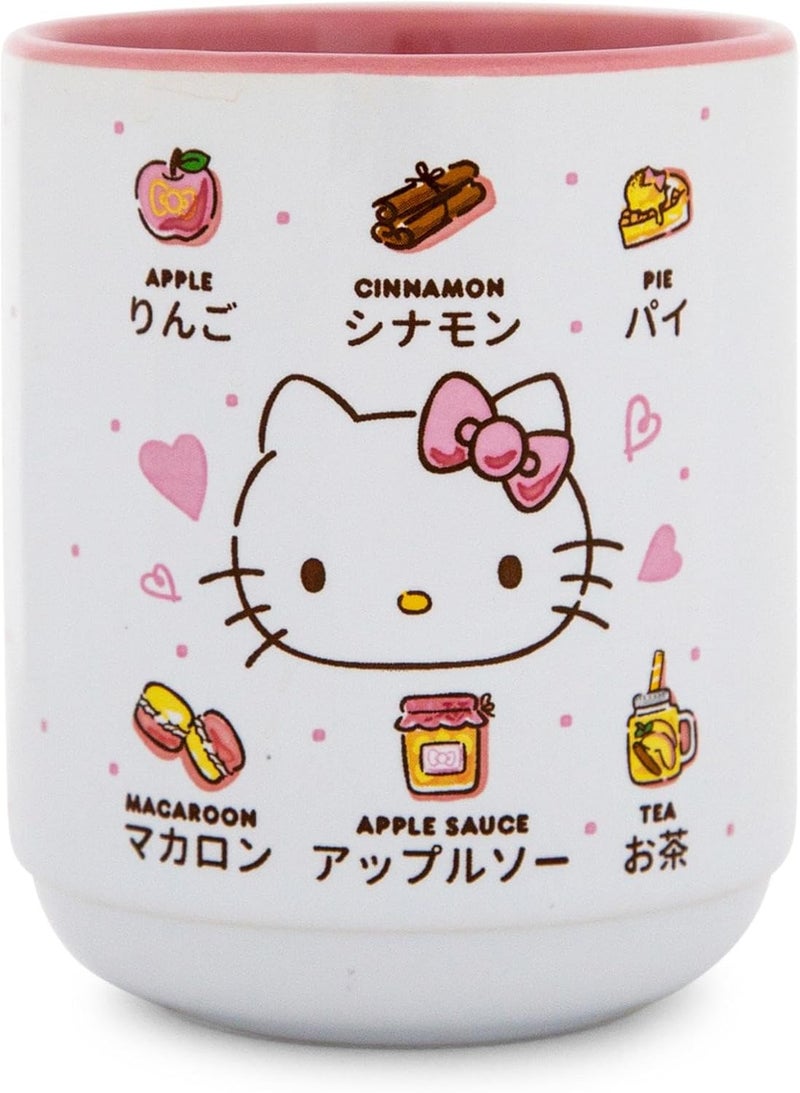 Hello Kitty Sanrio Apple Icons Asian Ceramic Tea Cup  Traditional JapaneseInspired Mug Without Handle  Holds 9 Ounces - Image 1