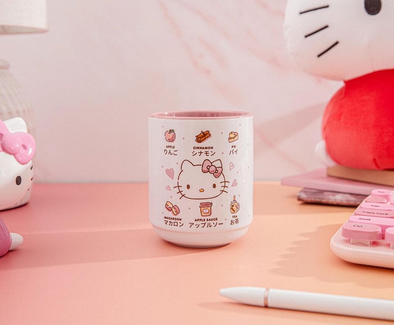 Hello Kitty Sanrio Apple Icons Asian Ceramic Tea Cup  Traditional JapaneseInspired Mug Without Handle  Holds 9 Ounces - Image 4