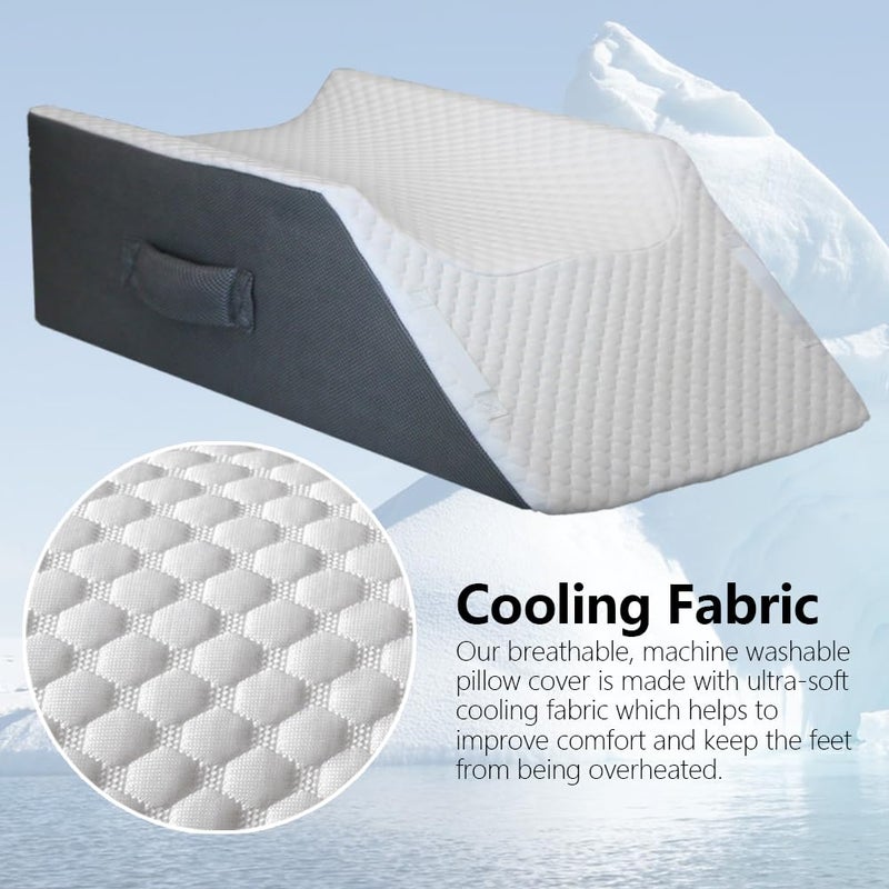BlissfulNest Leg Elevation Pillow Leg Wedge Pillow for Legs/Knee/Ankle Post Surgery Leg Elevating Pillow for After Surgery Recovery Wider Longer Memory Foam Cooling Fabric - Image 3