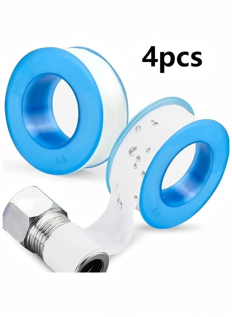 4pcs Teflon tape, thread sealing tape, PTFE sealing tape for pipes, sealing tape for leaking pipe threads, sealing tape for water pipes with threaded pipe joints, 18mm X 0.2mm X 25m (white) - Image 1