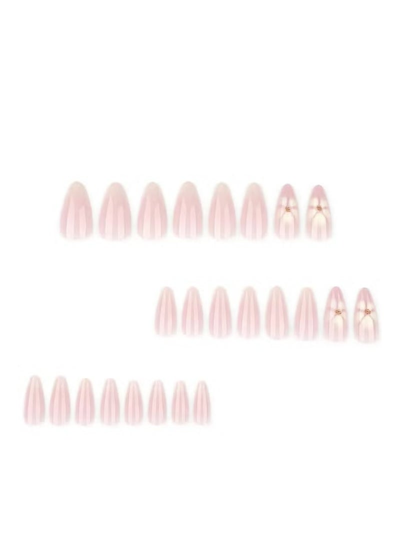Gecomo Press on nails 24PCS, Short Almond Shape Design, Reusable Nails,Simple and Fresh Floral Design Nails, Beginner-Friendly False Nail Pieces. Acrylic Nails With Glue Kit. - Image 5