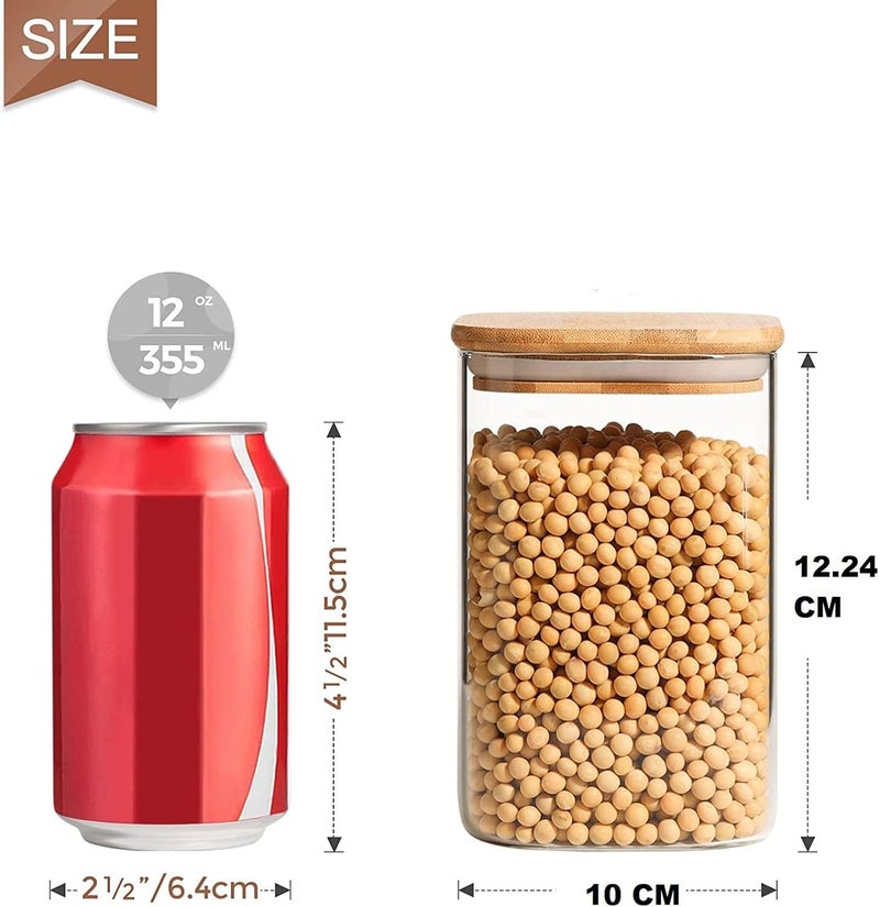 TIENER Glass Food Storage 01 PIECE 950 ML Containers with Airtight Bamboo Lid, Thickened Coffee Storage Jars for Home Kitchen, Pantry Tea, Spices, Snack, Salt, Grains, Pasta - Image 3