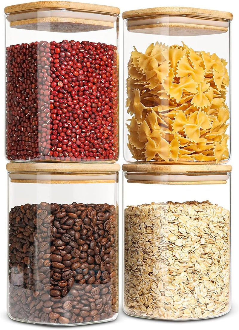 TIENER Glass Food Storage 01 PIECE 950 ML Containers with Airtight Bamboo Lid, Thickened Coffee Storage Jars for Home Kitchen, Pantry Tea, Spices, Snack, Salt, Grains, Pasta - Image 2
