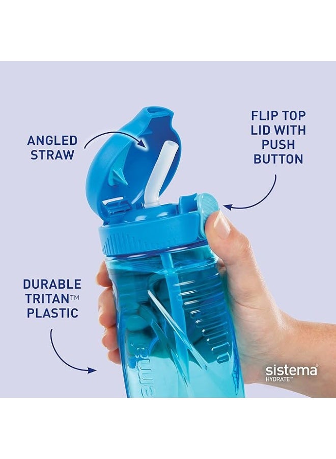 سيستيما Sistema Hydrate Quick Flip Water Bottle 800 ml BPA Free Water Bottle with Straw - No:00630  - Image 4