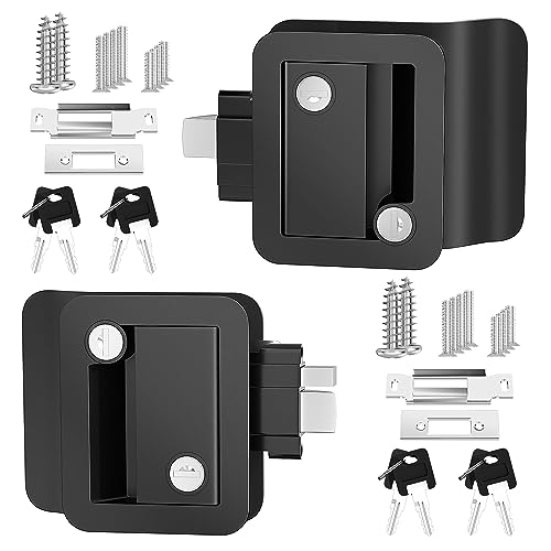 DAIERTEK RV Door Lock, Camper Door Lock Replacement RV Entry Door Lock Handle Latch Zinc Alloy Black for RV Camper Travel Trailer -2pcs - Image 1