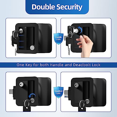 DAIERTEK RV Door Lock, Camper Door Lock Replacement RV Entry Door Lock Handle Latch Zinc Alloy Black for RV Camper Travel Trailer -2pcs - Image 3