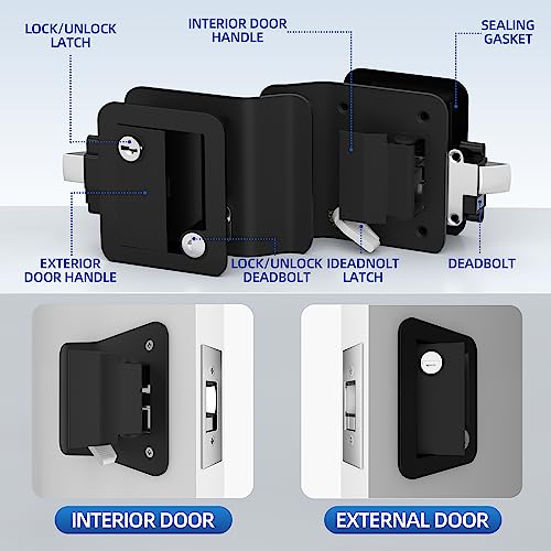 DAIERTEK RV Door Lock, Camper Door Lock Replacement RV Entry Door Lock Handle Latch Zinc Alloy Black for RV Camper Travel Trailer -2pcs - Image 4