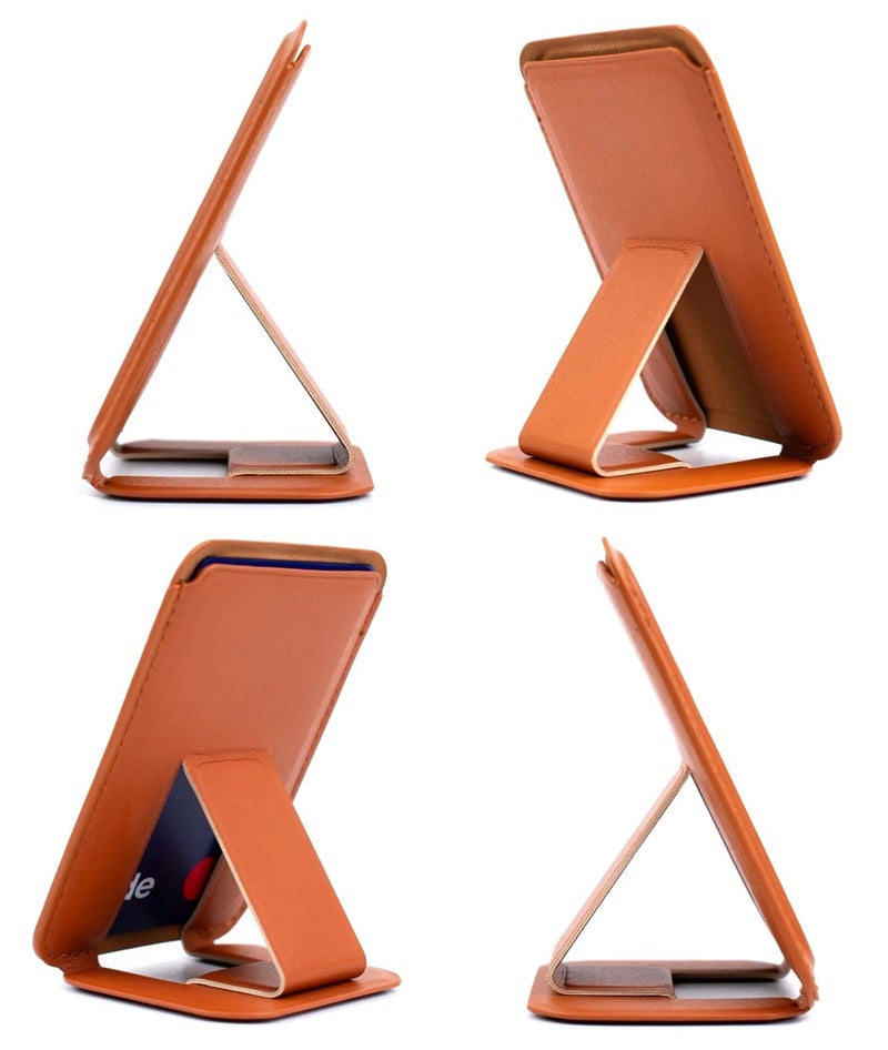 RIGGEAR Magnetic Phone Wallet, Compatible with MagSafe Wallet for iPhones, Android Phones and Magnetic Cases/Covers, Holds Upto 3 Cards, with Stand Feature (Free Metal Ring Included) (Brown) - Image 3