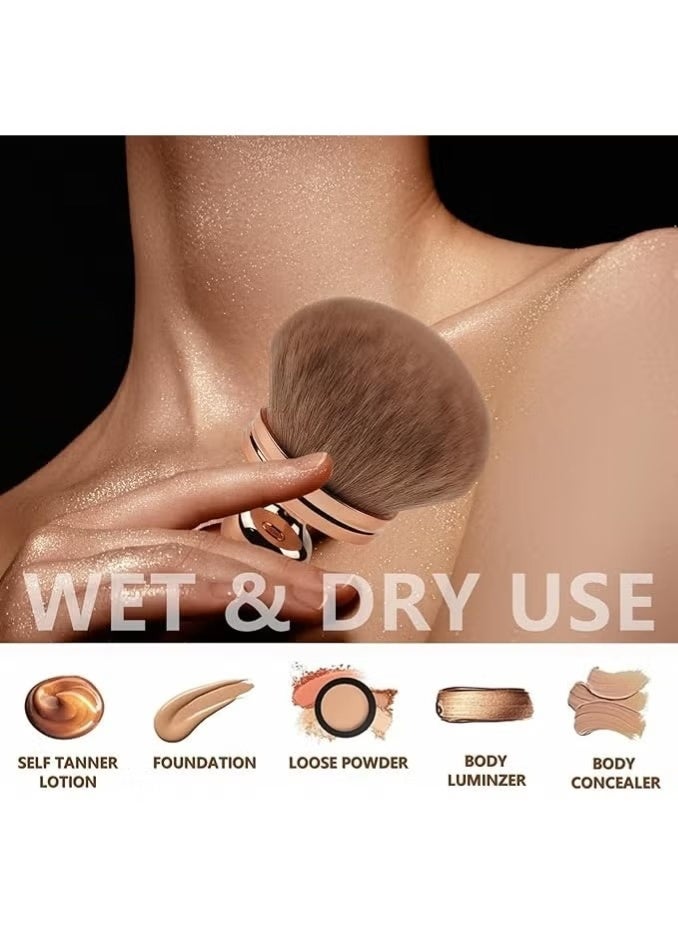 فرشاة مكياج للجسم كبيرة جدًا للتسمير الذاتي، أداة تطبيق التسمير الذاتي للظهر، فرشاة كابوكي عريضة الرأس 74 مم لمزيج البرونزر، أداة تطبيق التسمير الذاتي، فرشاة مكياج بيضاوية للوجه والساق (ذهبي وردي) - Image 4