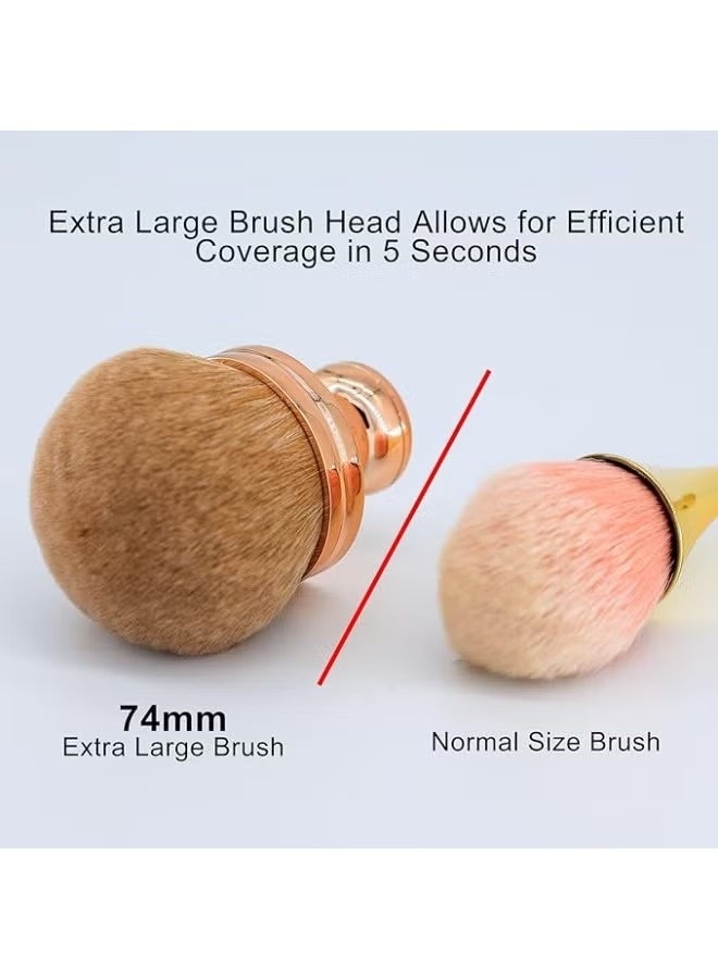 فرشاة مكياج للجسم كبيرة جدًا للتسمير الذاتي، أداة تطبيق التسمير الذاتي للظهر، فرشاة كابوكي عريضة الرأس 74 مم لمزيج البرونزر، أداة تطبيق التسمير الذاتي، فرشاة مكياج بيضاوية للوجه والساق (ذهبي وردي) - Image 3