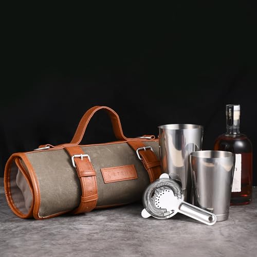 Etens Travel Bartender Kit – 22-Pc Bartending Kit with Bar Tools Bartender Accessories, Waxed Canvas Tool Bag – Professional Stainless Steel Bar Tools Set with Standard Jigger, Unbreakable Squeezer - Image 5