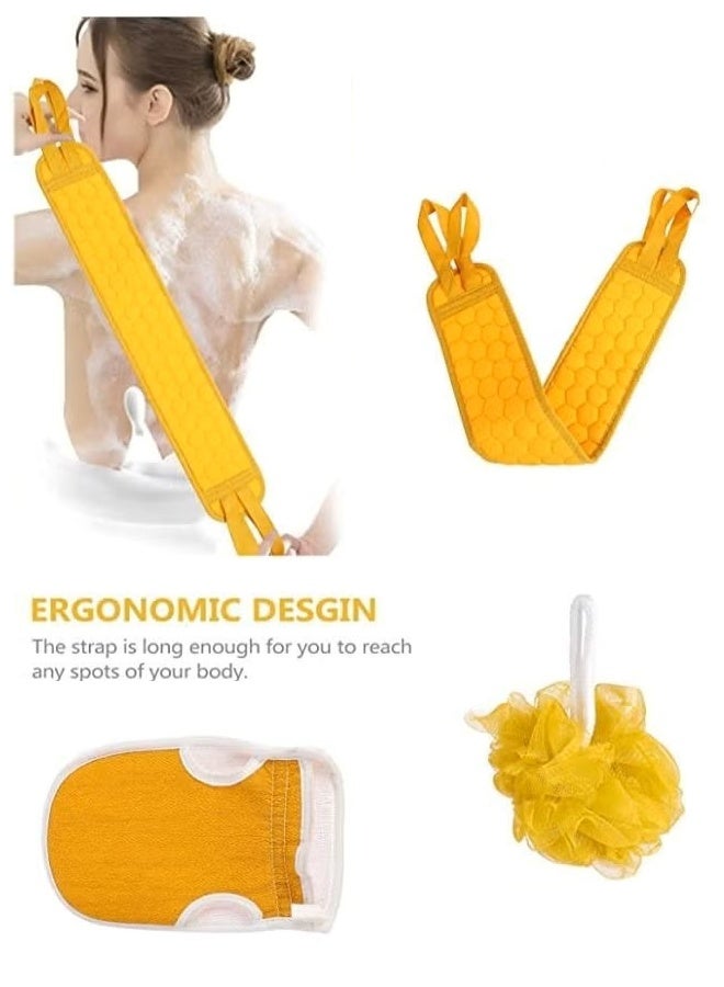 مجموعة من ليفة الاستحمام، إسفنجة تقشير الظهر، قفازات الاستحمام، منشفة حمام، وإكسسوارات الاستحمام - Image 3