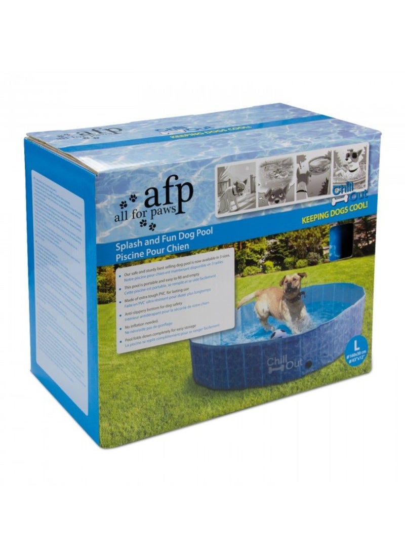 afp - Chill Out Splash & Fun, Dog Pool, Size - L 160cm x W 160cm x H 30cm, The pool folds down completely for easy storage - Image 1