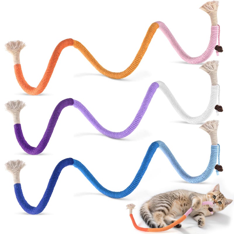 TINDTOP Cat Toys Chew Ropes, 3 Pack Interactive Cat Nip Kicker Toy for Indoor Kittens, Teeth Cleaning Toy for All Breeds, 19.5 Inches (50cm) - Image 1