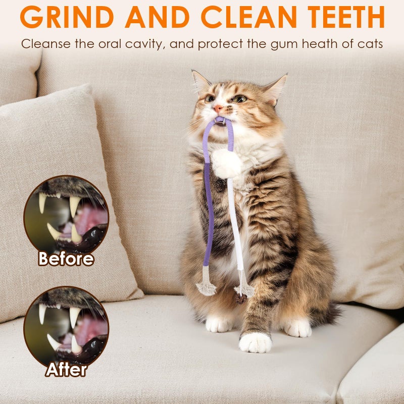 TINDTOP Cat Toys Chew Ropes, 3 Pack Interactive Cat Nip Kicker Toy for Indoor Kittens, Teeth Cleaning Toy for All Breeds, 19.5 Inches (50cm) - Image 4