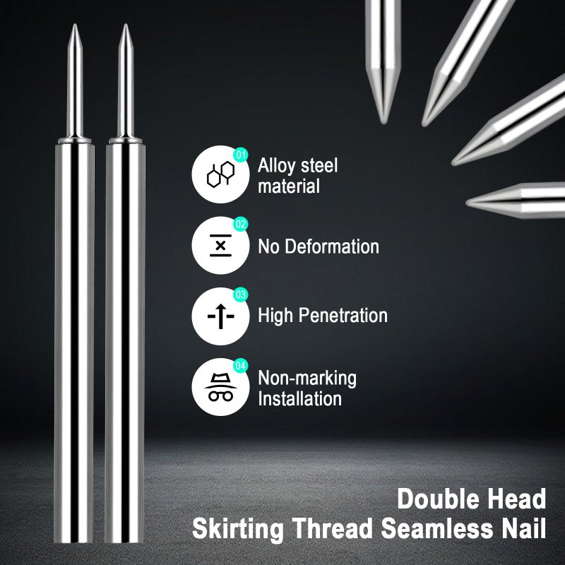 Sekvira 250 Pcs Double-Head Skirting Thread Seamless Nail, Double-Headed Nails, Invisible Screws & Specific Sleeve Tool, for Seamless Skirting Thread with Solid Wood Baseboard. - Image 2