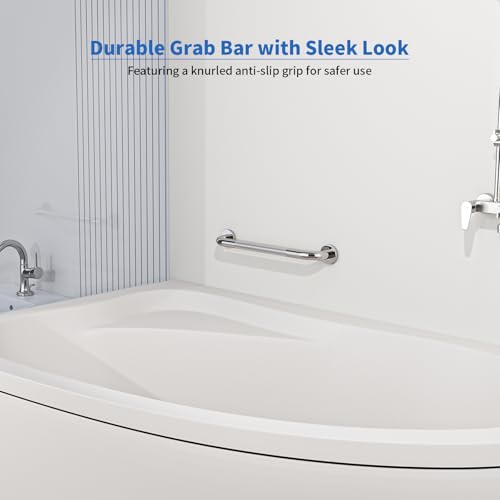 ZUEXT 16 Inch Stainless Steel Chrome Shower Grab Bar, ZUEXT Towel Bar, Bathroom Balance Bar, Safety Hand Rail Support, Handicap Elderly Injury Senior Bath Assist Handle - Image 4