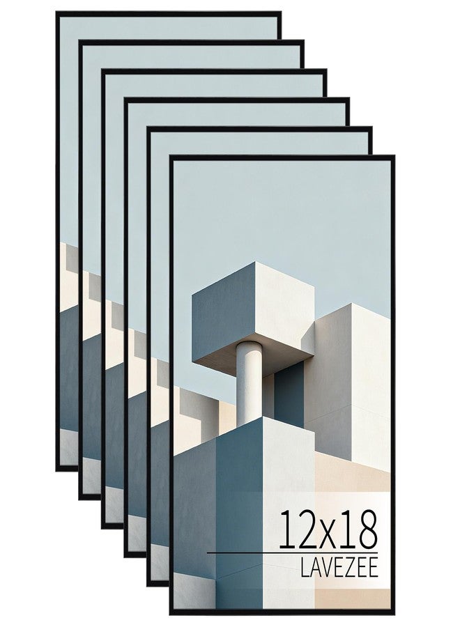Lavezee 12x18 Poster Frame Black 6 Packs, Lightweight 12 x 18 Picture Frames for Wall Mounting, Display 12 by 18 Pictures, Posters & Art Prints Vertically or Horizontally - Image 1