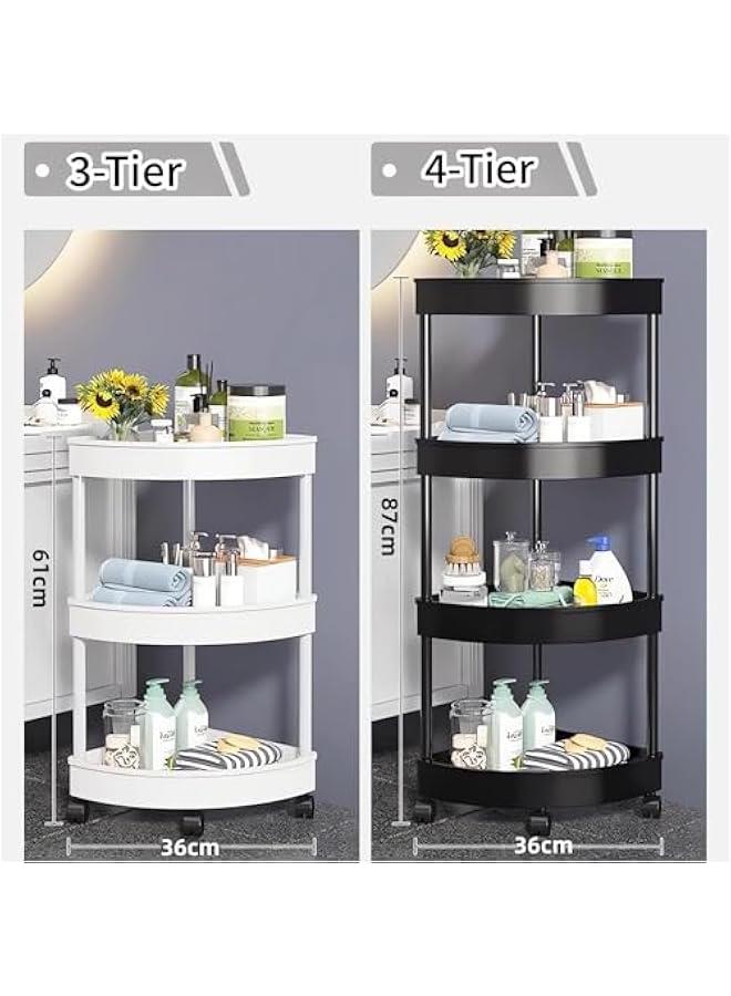 هوكور ارفف زاوية بلاستيكية للحمام من بوكسونج، ارفف زاوية دش الحمام، عربة وحدة رفوف دش مع عجلة، عربة تخزين مفتوحة مقاومة للصدا للحمام والمطبخ (اسود، 4 طبقات) - Image 2