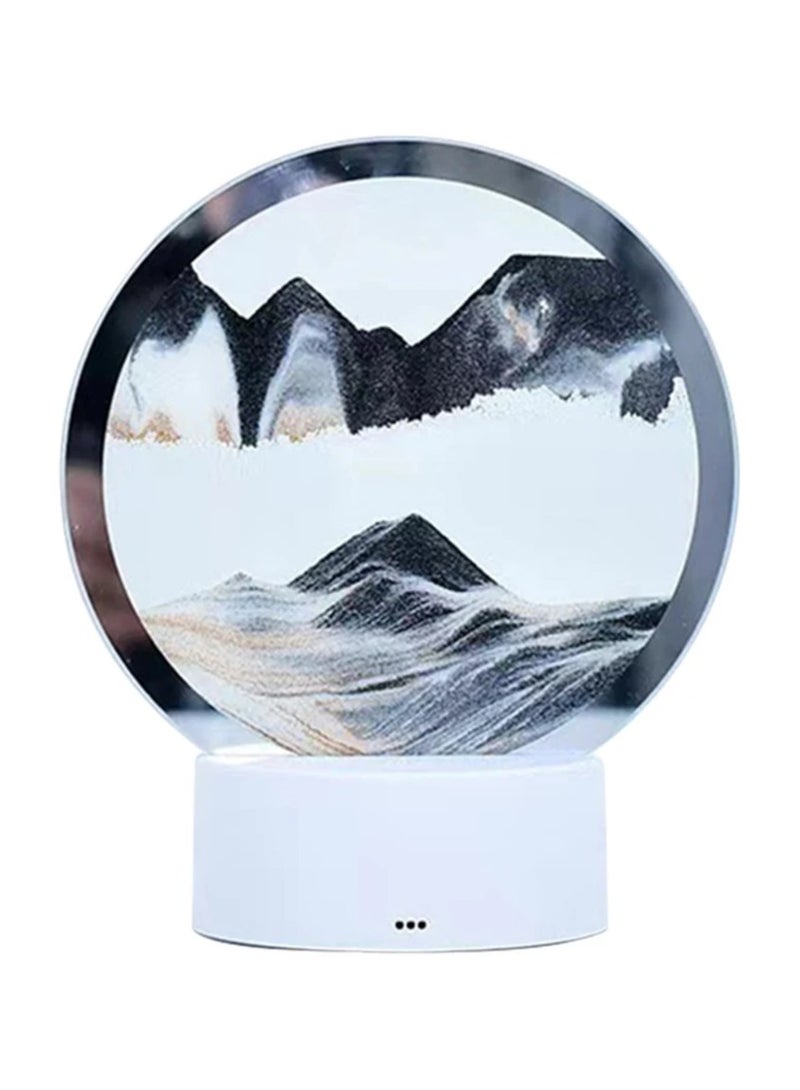 DubaiGallery 3D Sand Art Painting Desk Lamp Round Glass Kinetic Sandscapes with LED Light - Image 3