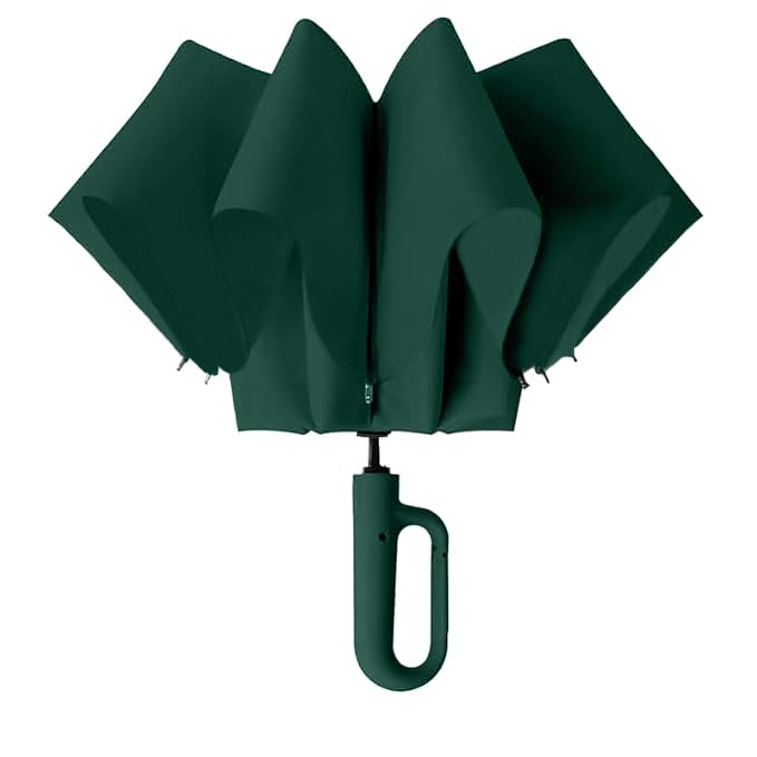 Zemic UV Umbrella with Novelty Carabiner Handle, Travel Umbrellas for Rain and Sun Windproof Compact, Automatic Open Close, 8 Ribs, Portable Umbrella for Men and Women (Green) - Image 1