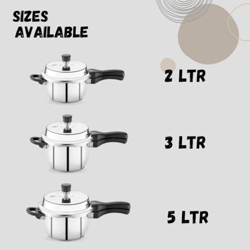 Pencil Pristine Stainless Steel Pressure Cooker Outer Lid | Gas stove and Induction Compatible | Triply Base, Heavy Bottom/Impact Bonded/Capsulated Bottom | Silver,(2 Litres) - Image 5