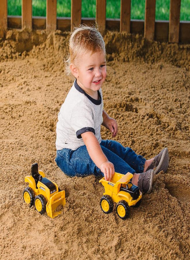 John Deere Dump Truck Toy and Toy Tractor with Loader - Sandbox Toys for Kids - Yellow - Ages 18 Months and Up - 6 Inch - 2 Count - Image 4