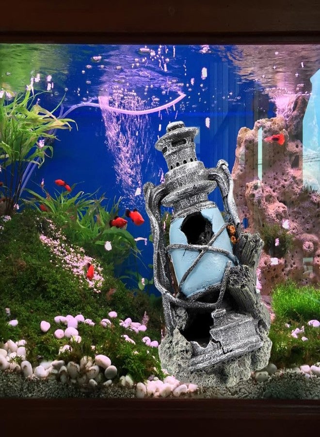 Saim Aquarium Ornament Realistic Hollow Hole Kerosenes Lamp Fish Tank Decoration for Betta Goldfish, Cichlid, Shrimp Breeding, Pleco Cave Natural Aquarium Decor - Image 4