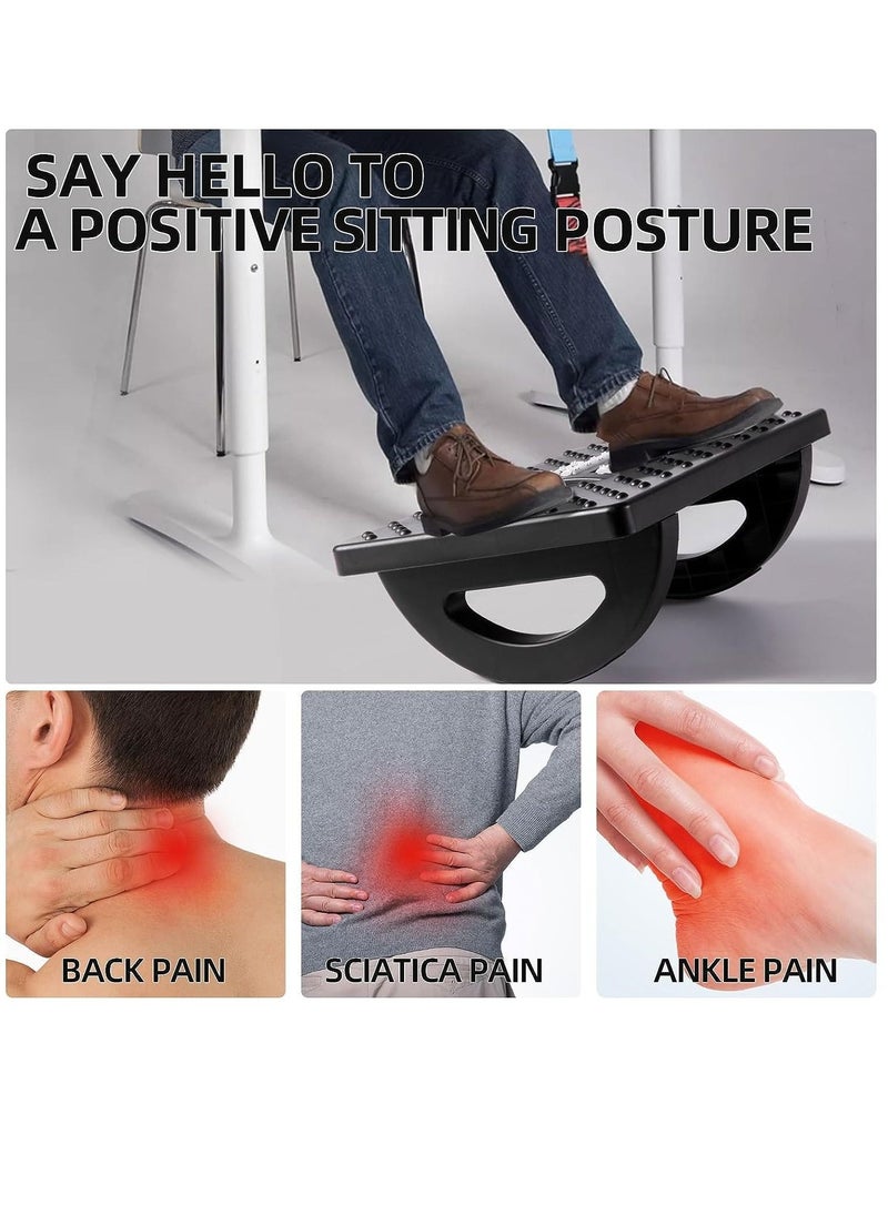 Arabest Ergonomic Foot Rest Under Desk, 180° Rocking Desk Foot Stool with Massage Surface, Foot Massager for Home, Office, Relieve Leg Pressure (Grey)  - Image 3