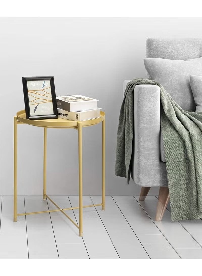 Beauenty Removable and Foldable Round Side Table Yellow - Image 2