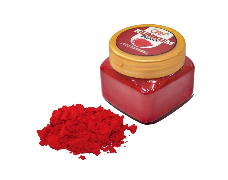 GRI9 Indian Dark Red Pure Kumkum Powder (Sindoor, Kumkuma, Kum Kum) For Makeup, Pooja And Other Hindu Rituals (Dark Red, 1.77 Ounces) - Image 1