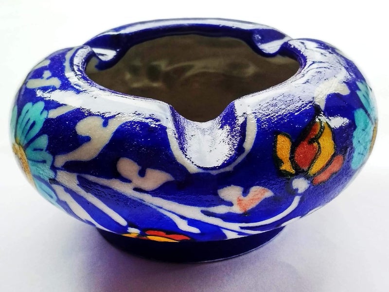 Shiv Kripa Blue Pottery Pottery Decorative Ceramic Ashtray Blue - Image 3