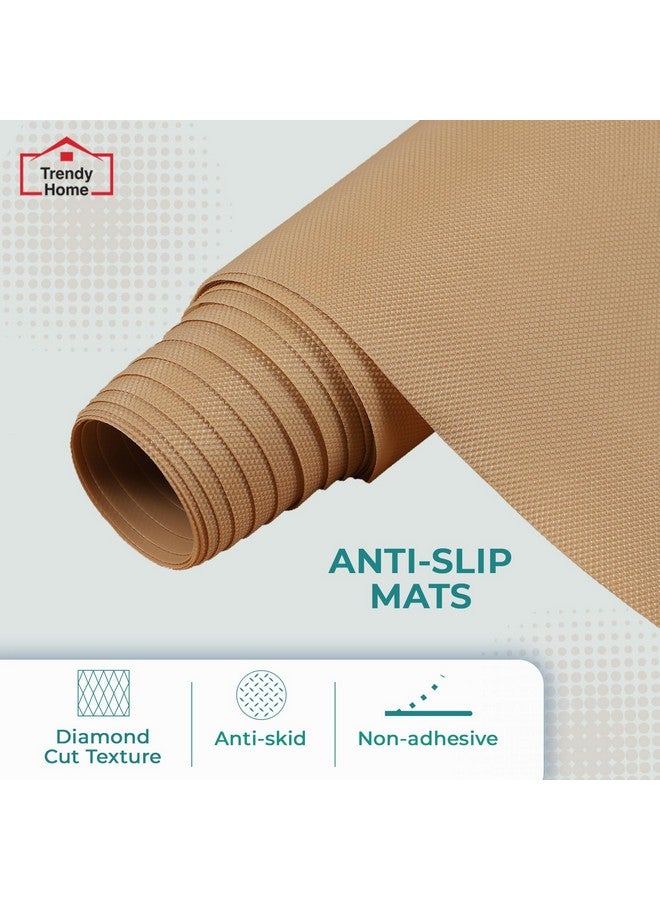 Senego by Trendy Home Anti-Slip Mat for Kitchen (45 cm x 5 m), Food Grade & Washable, Mat for Fridge, Shelves, Cupboards, EVA Shelf Liner Sheet for Drawers & Wardrobe (Diamond Texture, Beige) - Image 2