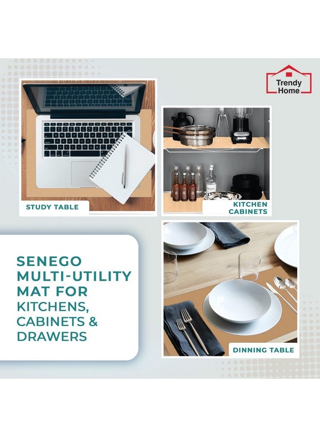 Senego by Trendy Home Anti-Slip Mat for Kitchen (45 cm x 5 m), Food Grade & Washable, Mat for Fridge, Shelves, Cupboards, EVA Shelf Liner Sheet for Drawers & Wardrobe (Diamond Texture, Beige) - Image 5