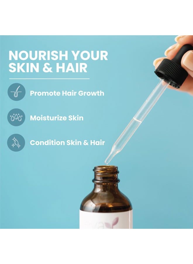 Eva Naturals Castor Oil (2oz) - Promotes Hair, Lash and Brow Growth, Diminishes Wrinkles and Anti-Aging - 100% Pure and Organic for Hair Treatment - Image 2