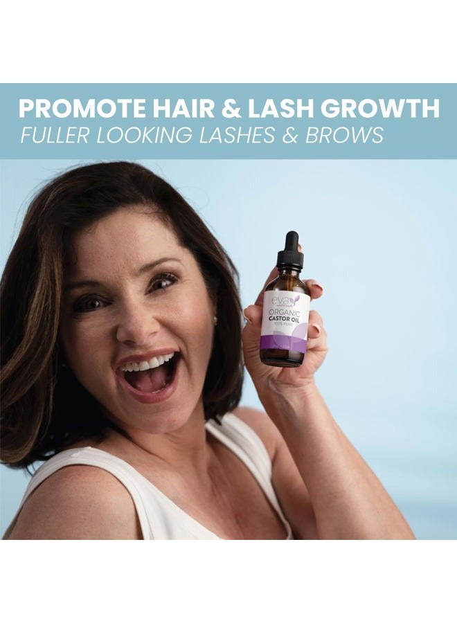 Eva Naturals Castor Oil (2oz) - Promotes Hair, Lash and Brow Growth, Diminishes Wrinkles and Anti-Aging - 100% Pure and Organic for Hair Treatment - Image 3