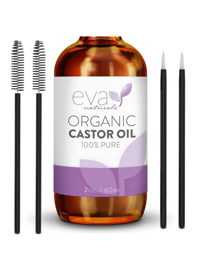 Eva Naturals Castor Oil (2oz) - Promotes Hair, Lash and Brow Growth, Diminishes Wrinkles and Anti-Aging - 100% Pure and Organic for Hair Treatment - Image 1